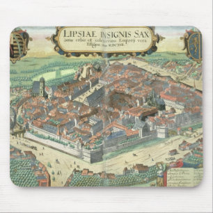 Karte von Leipzig, von "Civitates Orbis Terrarum" Mousepad