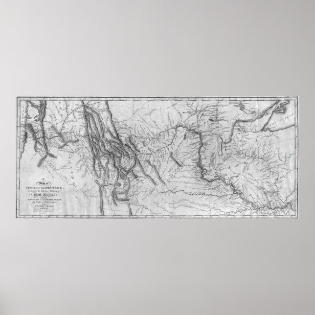 Karte von Lewis und Clark's Track[1814] Poster (Vorne)