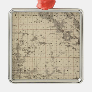 Karte von Linn County, Staat von Iowa Silbernes Ornament