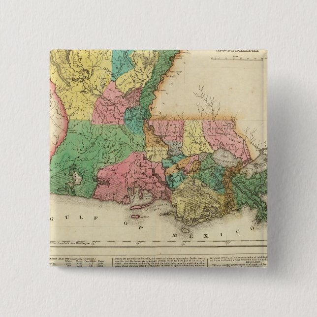 Karte von Louisiana Button (Vorderseite)