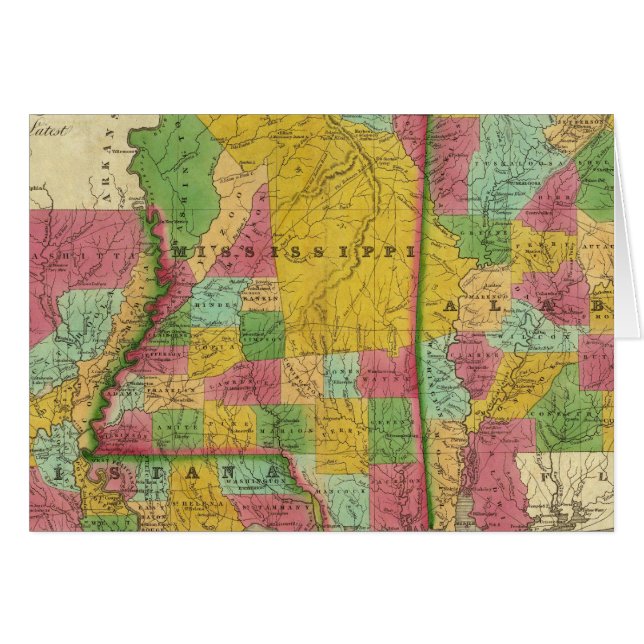 Karte von Louisiana, Mississippi und Alabama (Vorderseite (Horizontal))