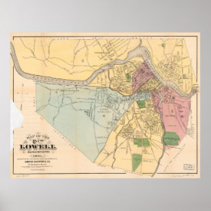 Karte von Lowell, Massachusets (1881) Poster