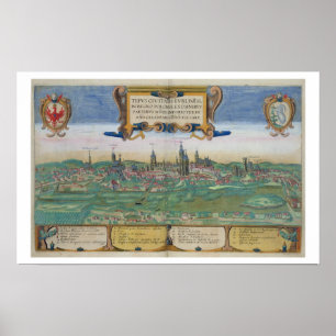 Karte von Lublin, von "Civitates Orbis Terrarum" Poster