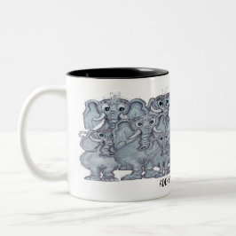 Karte von lustiger Elefantenfamilie Zweifarbige Tasse