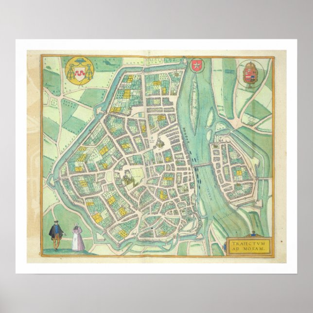 Karte von Maastricht, von "Civitates Orbis Terraru Poster (Vorne)