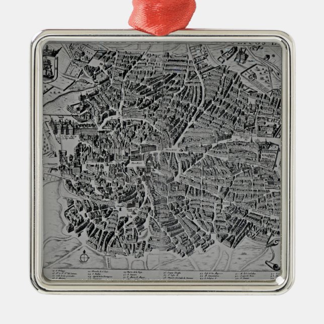 Karte von Madrid Silbernes Ornament (Vorne)