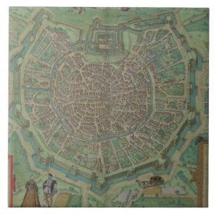 Karte von Mailand, von "Civitates Orbis Terrarum" Fliese