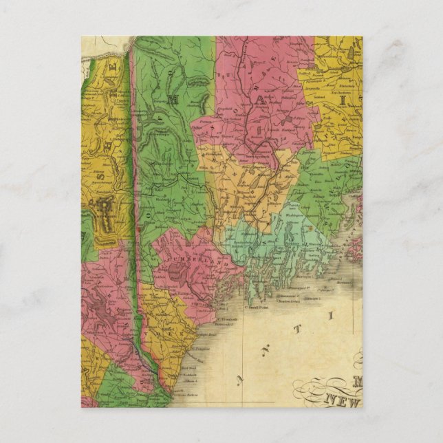 Karte von Maine, New Hampshire und Vermont (Vorderseite)