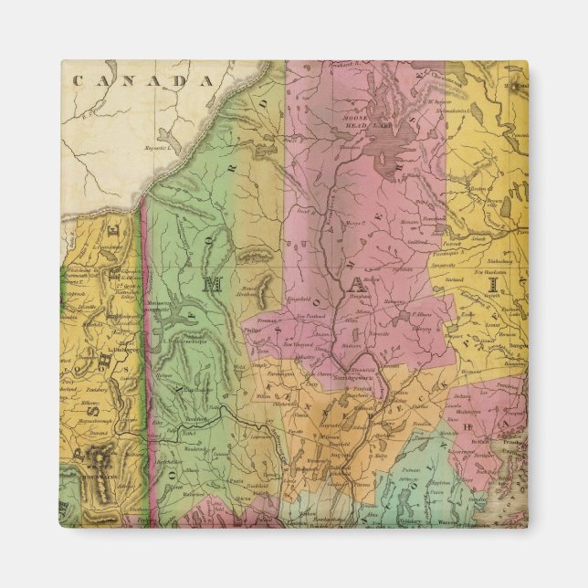 Karte von Maine New Hampshire und Vermont Magnet (Vorne)