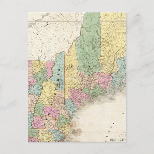 Karte von Maine, New Hampshire, Vermont (Vorderseite)