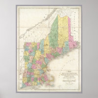 Karte von Maine, New Hampshire, Vermont