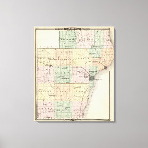Karte von Manitowoc County, Staat von Wisconsin Leinwanddruck