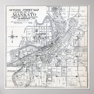 Karte von Mankato Minnesota 1914 Poster