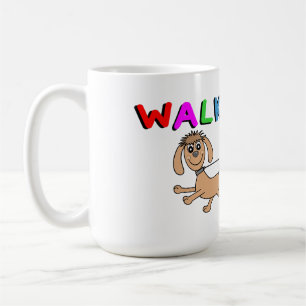 Karte von Mann, der Hund auf Skateboard führt Kaffeetasse