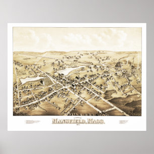 Karte von Mansfield, Massachusetts ab 1879 Poster