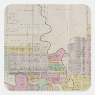 Karte von Marion, Landkreis Marion, Kansas Quadratischer Aufkleber