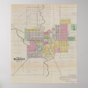 Karte von Marion, Marion County, Kansas Poster