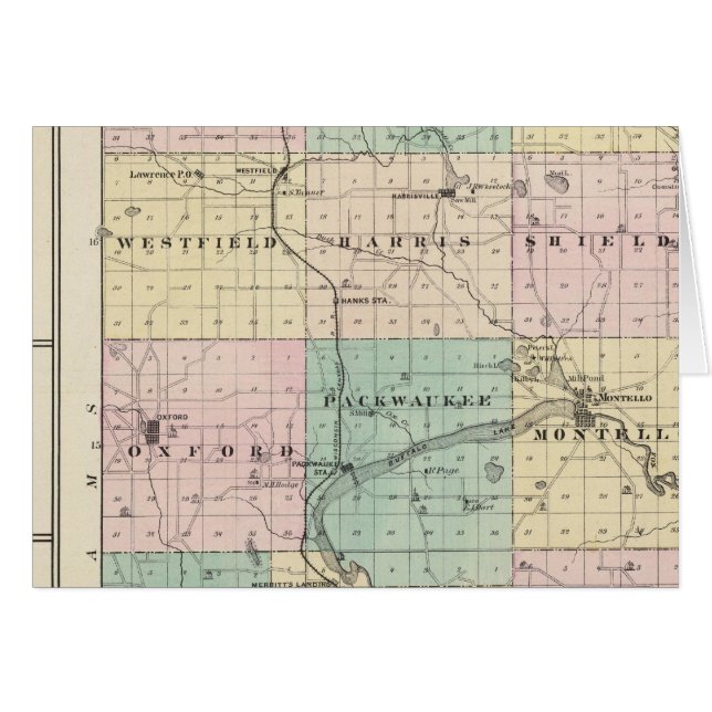 Karte von Marquette Landkreis & Westfield (Vorderseite (Horizontal))