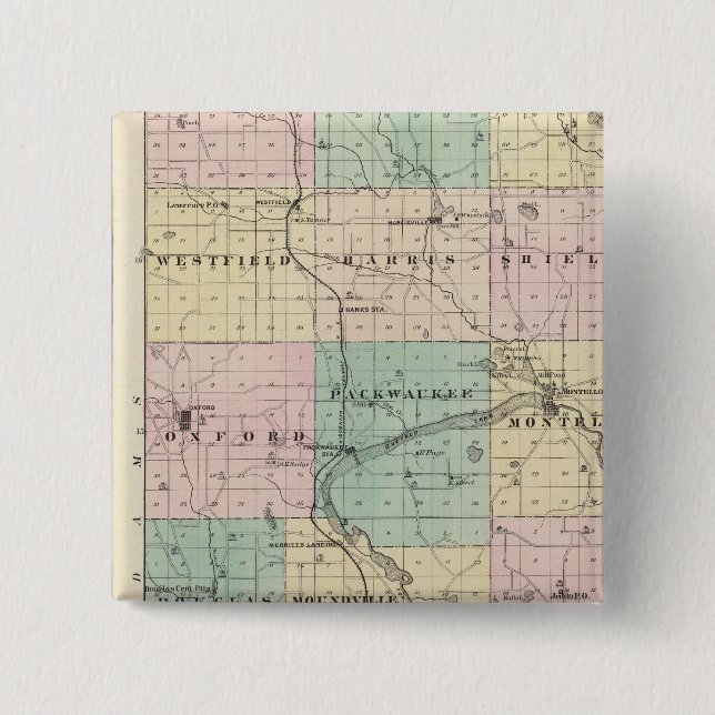 Karte von Marquette Landkreis & Westfield Button (Vorderseite)