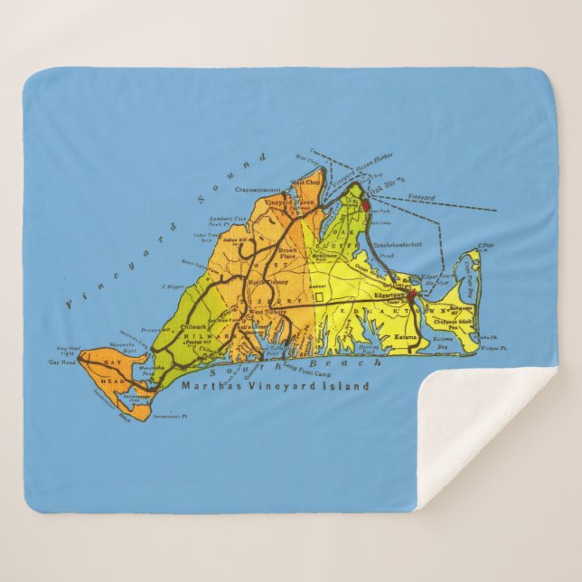 Karte von Martha's Vineyard Sherpadecke (Vorderseite (Horizontal))