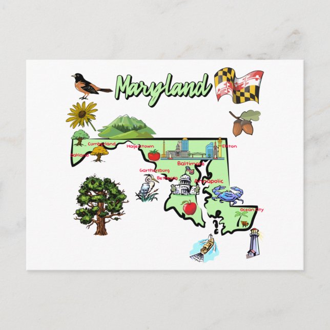 Karte von Maryland Staat, USA, Großstädte (Vorderseite)