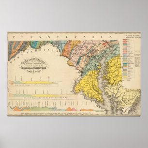 Karte von Maryland und des Bezirks Columbia Poster