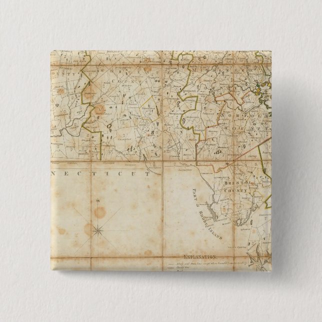 Karte von Massachusetts Button (Vorderseite)
