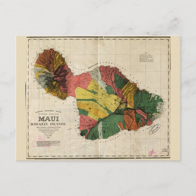 Karte von Maui, Hawaiianische Insel (1885) (Vorderseite)