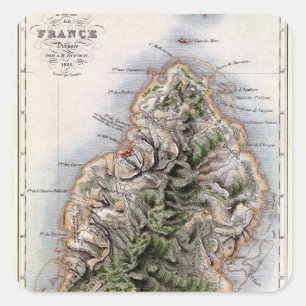Karte von Mauritius, Abbildung "Paul et Virginie" Quadratischer Aufkleber