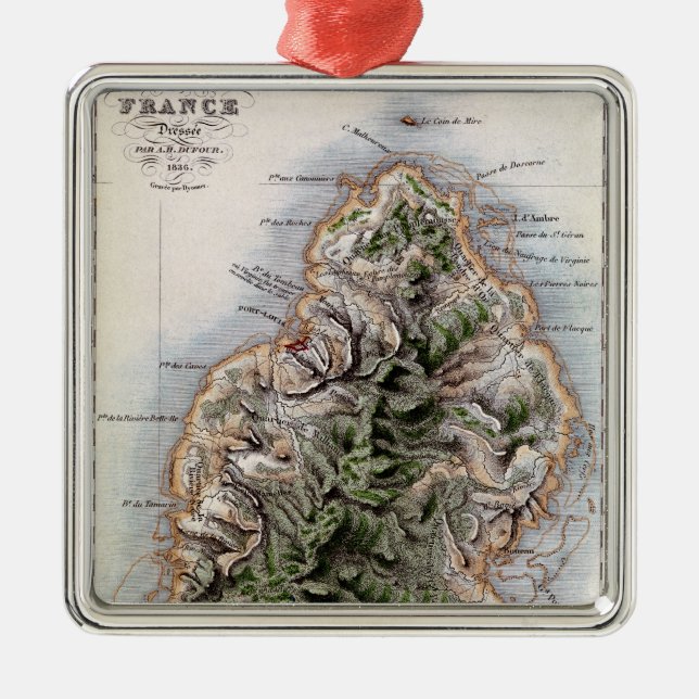 Karte von Mauritius, Illustration 'Paul und Silbernes Ornament (Vorne)
