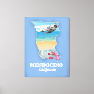 Karte von Mendocino Kalifornien Leinwanddruck