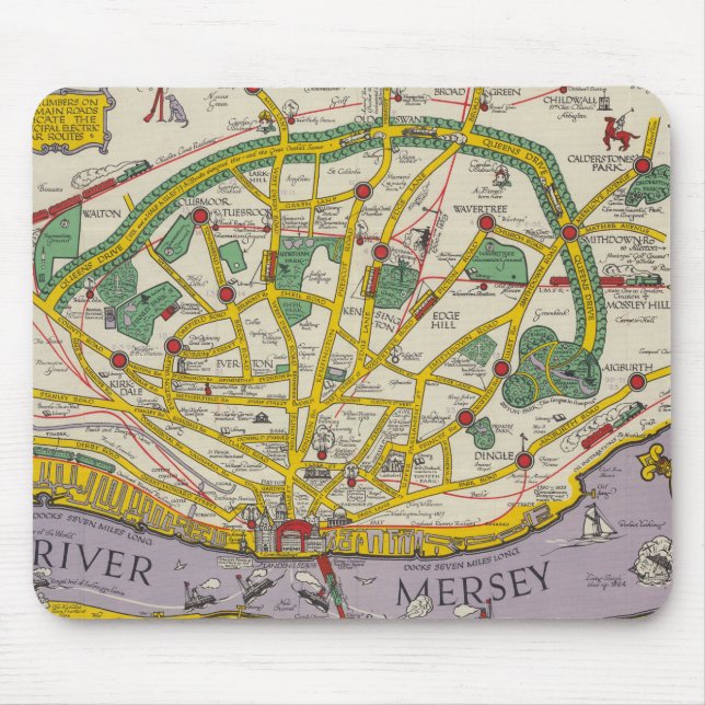 Karte von Merseyside, Liverpool Mousepad (Vorne)