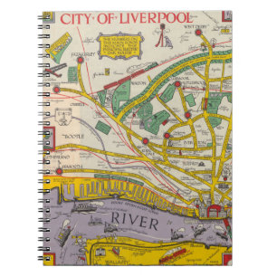 Karte von Merseyside, Liverpool Notizblock