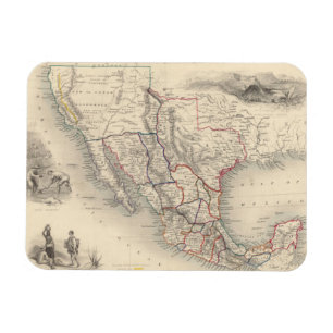 Karte von Mexiko, Kalifornien und Texas Magnet