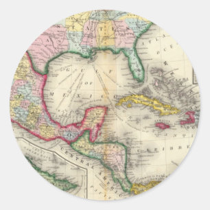 Karte von Mexiko, Mittelamerika Runder Aufkleber