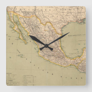 Karte von Mexiko Quadratische Wanduhr