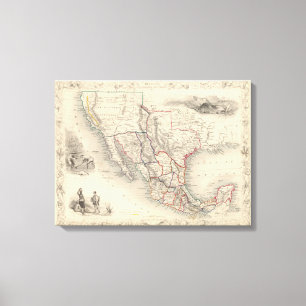 Karte von Mexiko, von Kalifornien und von Texas Leinwanddruck