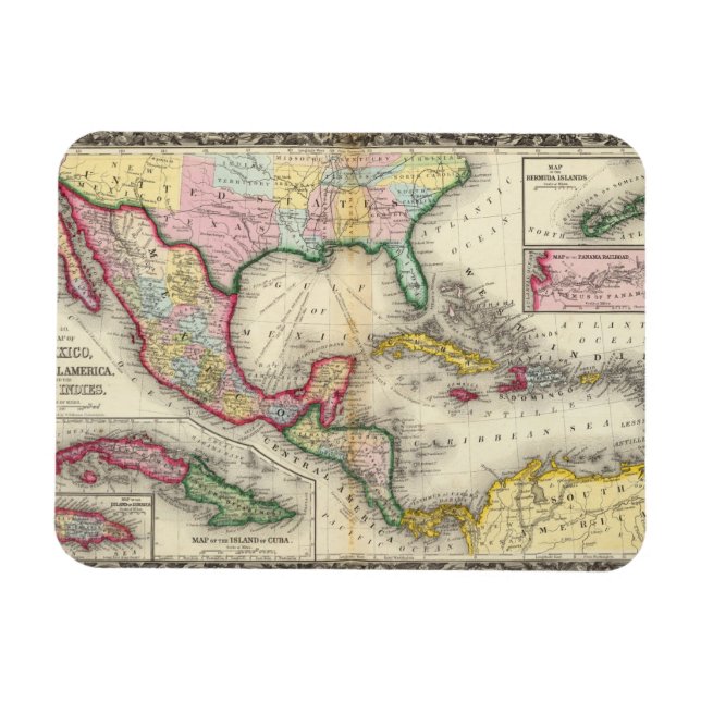 Karte von Mexiko, Zentralamerika Magnet (Horizontal)