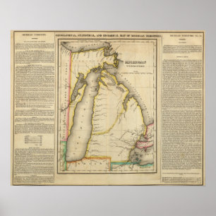 Karte von Michigan-Gebiet Poster
