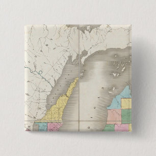 Karte von Michigan und Teil des Gebiets Wisconsin Button