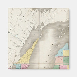 Karte von Michigan und Teil des Gebiets Wisconsin Magnet