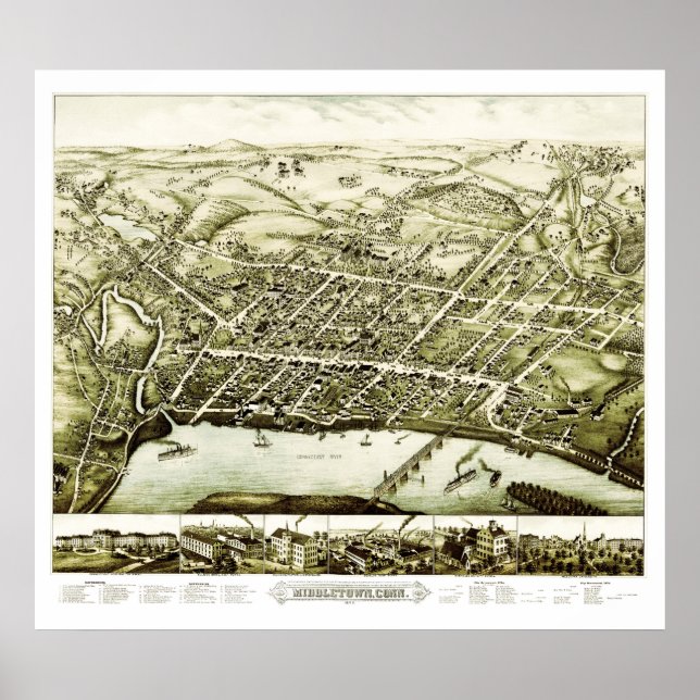 Karte von Middletown Connecticut von 1877 Poster (Vorne)