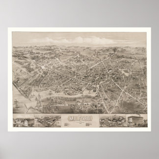 Karte von Milford, CT von 1882 Poster