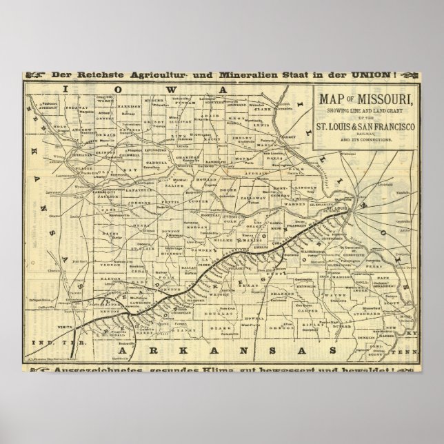 Karte von Missouri 2 Poster (Vorne)