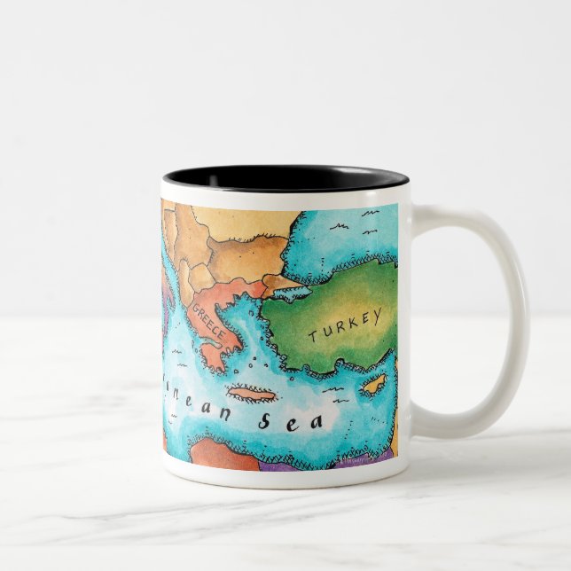 Karte von Mittelmeer Zweifarbige Tasse (Rechts)
