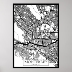 Karte von Monterrey Mexico City Poster