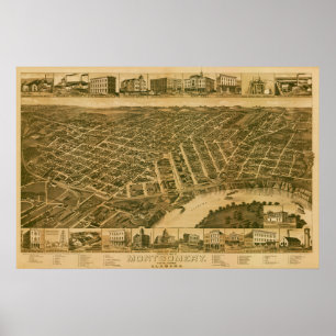Karte von Montgomery, Hauptstadt Alabama (1887) Poster