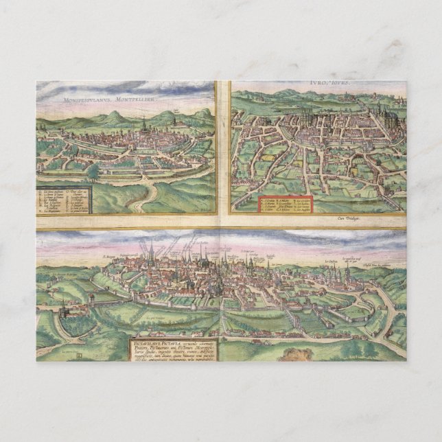 Karte von Montpellier, Tours und Poitiers, von 'Ci (Vorderseite)