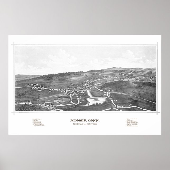 Karte von Moosup, CT von 1889 Poster (Vorne)