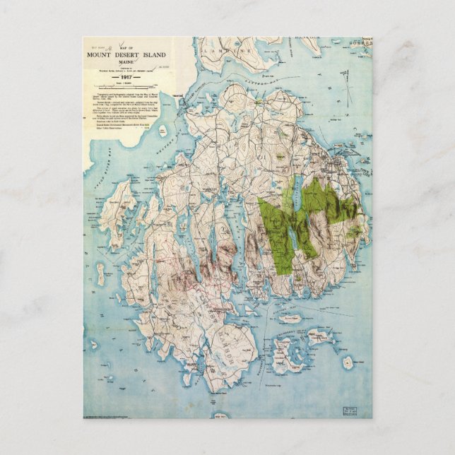Karte von Mount Desert Island, Maine (1917) (Vorderseite)